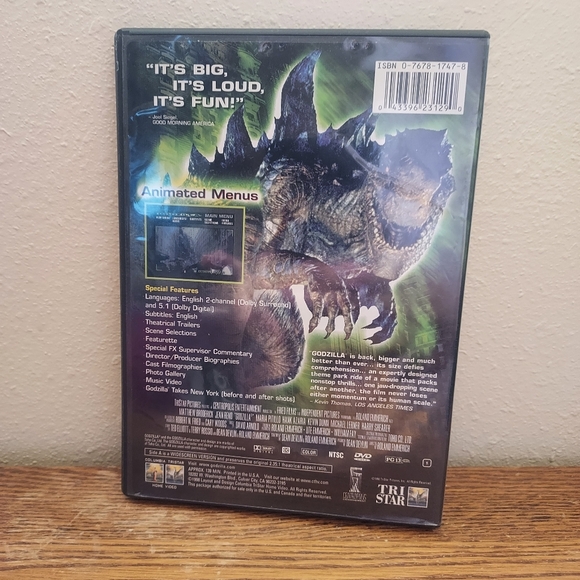 Godzilla (DVD 1998) Pre-Owned Tested Working Good Shape Great Movie (Broderick) - Picture 2 of 2